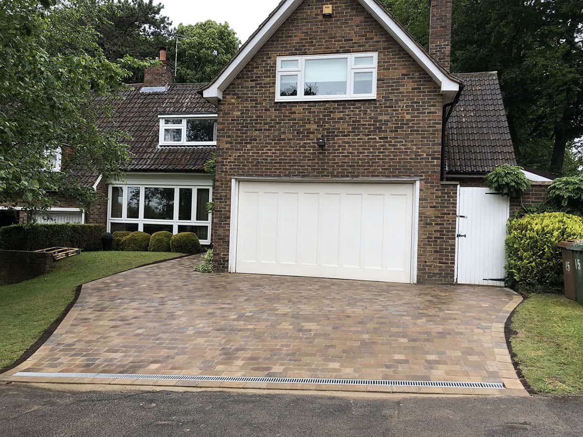 beautiful block paving driveway epsom after